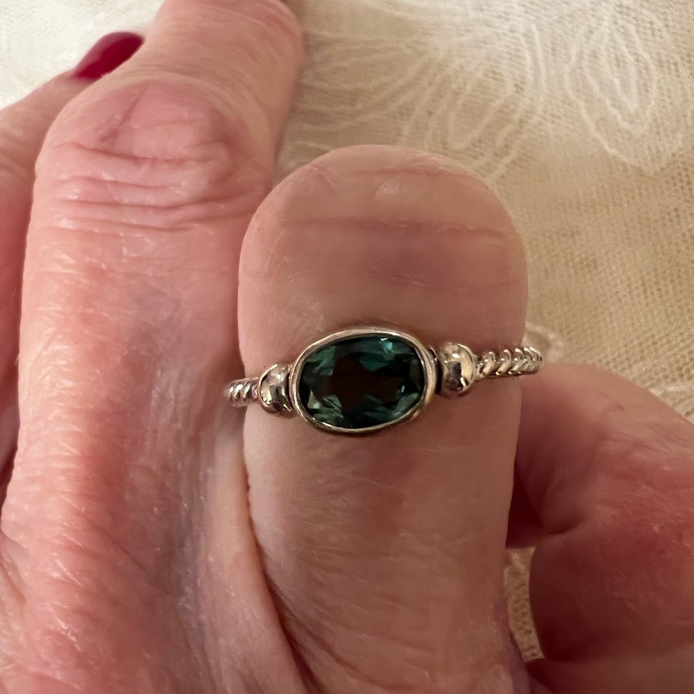 Sterling silver handmade green amethyst stone ring